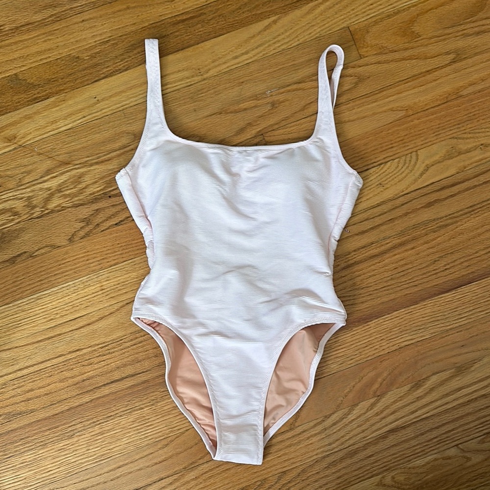 J Crew Pink Ribbed One-Piece Swimsuit